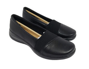 Clarks Collection Kaetlyn Rhea Womens Size 9 Black Leather Wedge Loafer Shoes
